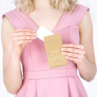 Image of PartyDeco Wedding Pocket Tissues Your Happy Tears in Gold, 10 Packs of 3 Soft Elegant and Functional for Weddings Special Events