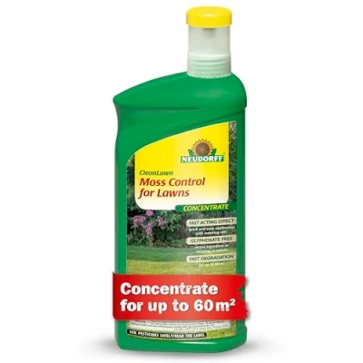 Image of Neudorff CleanLawn Moss Killer for Lawns Concentrate, 1l Liquid Control Lawns, Grass Killer, Garden Lawn Treatment, Tonic, Care, Remover, Care