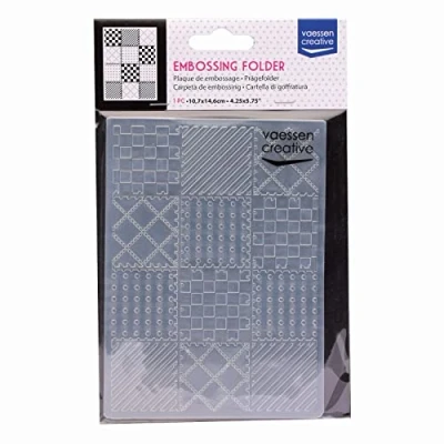 Image of Vaessen Creative Embossing Folder, Quilt Blocks, 14,6 x 10,7 cm, for Adding Texture and Dimension to Papercraft Projects, Scrapbooking, Photo Albums, Envelopes Like Birthday Cards, Einheitsgröße