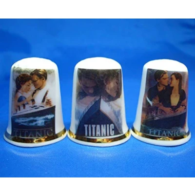 Image of Porcelain China Thimbles Set of Three Titanic Film Posters