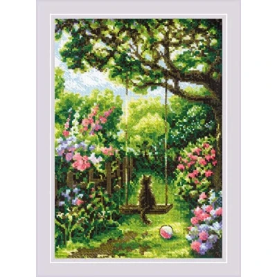 Image of RIOLIS Counted Cross Stitch Kit 8.25&quot;X11.75&quot; Garden Swing (14 Count)