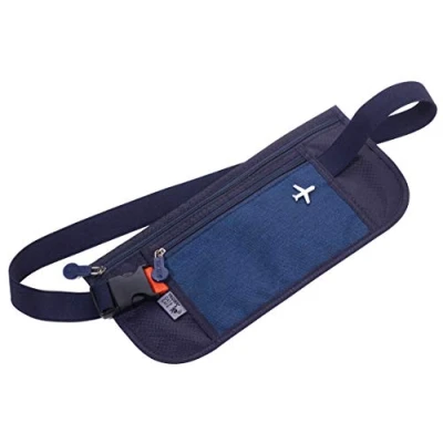Image of TROIKA Safety Belt BLB20/DB Bag 2 Zipped Compartments Flat Money RFID Reading Protection Tickets, Passport, ID Cards, Driving Licence, Boarding Cards Original