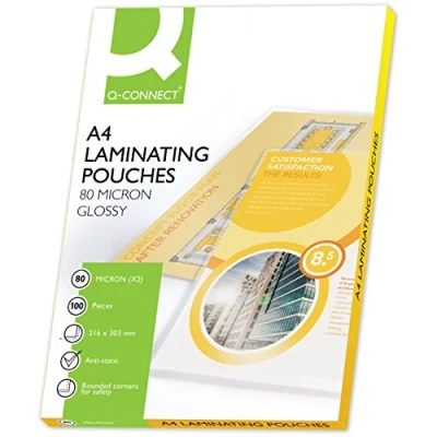 Image of Q Connect A4 80 Micron Laminating Pouch (Pack of 100)