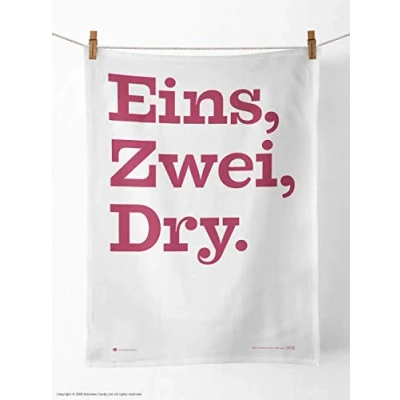 Image of Brainbox Candy Funny Novelty &#039;Eins, Zwei, Dry&#039; Tea Towel
