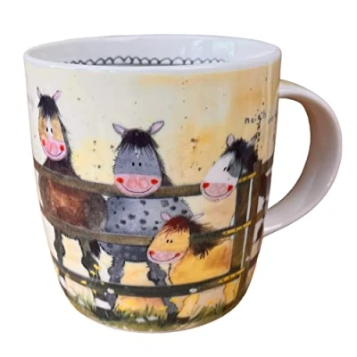 Image of Alex Clark Pony Club Mug Horses Equestrian Original Artwork Cup for Animal Lovers Gift Ideas Perfect Coffee &amp; Tea Vegan Friendly Designed in The UK...