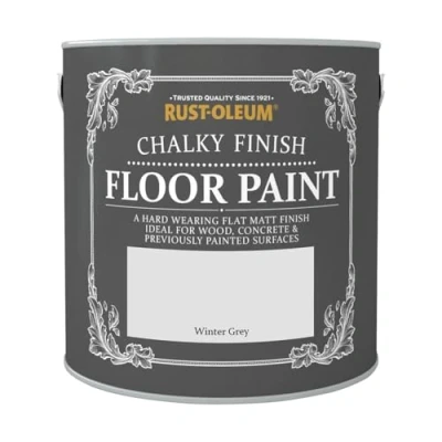Image of Rust Oleum Chalky Finish Floor Paint Winter Grey 2.5lt