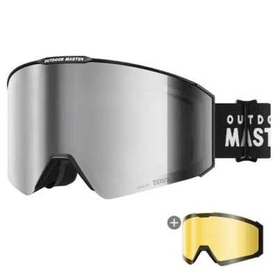 Image of OutdoorMaster Falcon Ski Goggles Lens by ZEISS, OTG Snowboard Anti fog, Magnetic Interchangeable Lens, Snow for Men &amp; Women, Gray Vlt 13%