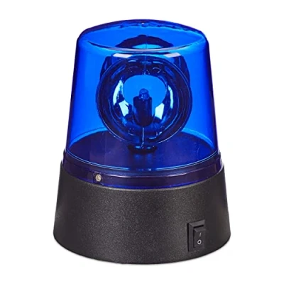 Image of Relaxdays LED Blue Light with Rotating Reflector Party for Standing, Battery Operated, Blue, ABS, PS, 11.5 x 9.5 cm