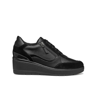 Image of Geox Women&#039;s D Ilde A Sneaker, Black, 4 UK