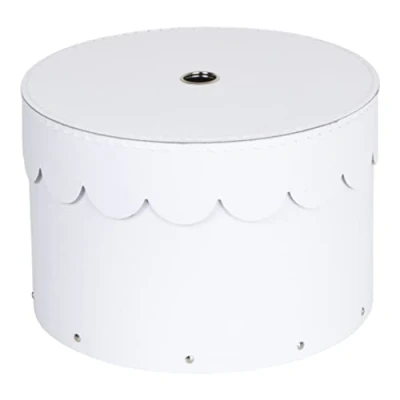 Image of Bigso Box of Sweden Set 2 Decorative Paper Round Storage Boxes with Lids Stackable Hat Style Containers Small Organisers for Bits &amp; Bobs White