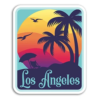 Image of 2 x 10cm Los Angeles Vinyl Stickers USA LA Sticker Laptop Luggage #18363 (10cm Tall)
