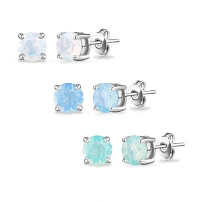 Image of Philip Jones Pack of Three Opal Earrings Created with Zircondia® Crystals