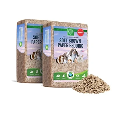 Image of SMALL PET SELECT Brown Natural Paper Bedding, Soft Animal Bedding with Odor Control for Guinea Pig, Rabbit, Hamster, or Bunny, Cage Accessories, Made in the USA, 178L (2 Pack)