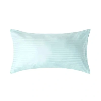 Image of HOMESCAPES Blue Pure Egyptian Cotton King Size Pillowcase 330 TC 500 Thread Count Percale Equivalent Satin Stripe Housewife Pillow Case