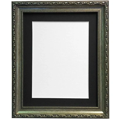 Image of FRAMES BY POST Shabby Chic Silver Picture Photo Frame with Black Mount A2 For Image size A3