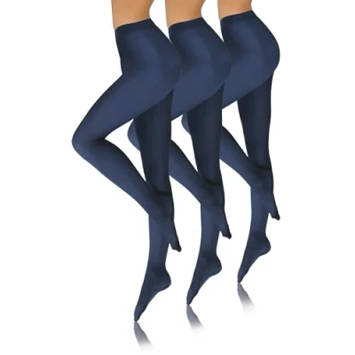 Image of Sesto Senso 3 Pack Womens Tights Blue Coloured microfibre Semi Opaque 40 Den Navy M Marine