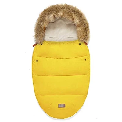 Image of Pram Universal Footmuffs Fleece Lined Snuggly Cosy Toes Footmuff Bunting Bags Waterproof Fitting for Pushchairs Strollers Prams Buggy Car Seat (Yellow)
