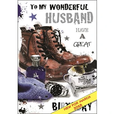 Image of Male Birthday Card (JJ GR005) Wonderful Husband from The Graffix Range Embossed &amp; Foil Finish