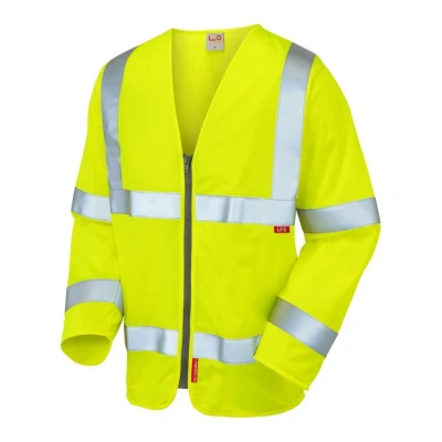 Image of Leo Workwear S15 Merton Flame Retardant Executive Sleeved Hi Vis Vest#2XL Yellow
