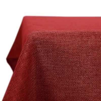Image of Deconovo Faux Linen Tablecloth Rectangle Wipeable for Christmas 59x95in(150x240cm) Red