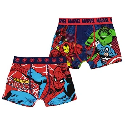 Image of Character Boys 2 Pack Boxers Boxer Briefs Lightweight Print All Over Marvel 7 8 Yrs