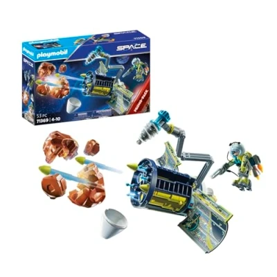 Image of Playmobil 71369 Space Meteoroid Destroyer, Flight, swivelling articulated arm and firing cannons, fun imaginative role play, playset suitable for children ages 4+