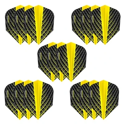 Image of Harrows Quantum Dart Flights 5 x sets Darts (15 Total) I 100 Micron Premium Extra Strong Made in UK Professional Accessories (Yellow)