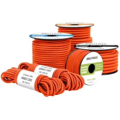 Image of Brotree Bungee Cord Elastic Shock 8mm x 10m Rope Heavy Duty for Trailer, Tarpaulin, Tent Pole, Kayak and Backpack Orange