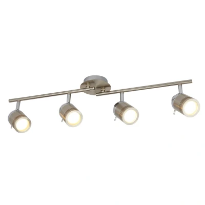 Image of Samson 4 Light Bathroom Ceiling Spotlight Bar Satin Silver IP44, GU10