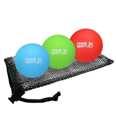 Image of ResultSport Lacrosse Massage Ball for Back, Trigger Point Massage, Plantar Fasciitis Recovery, Stress Reflexology, Myofasical and Physio (Blue &amp; Green Red)
