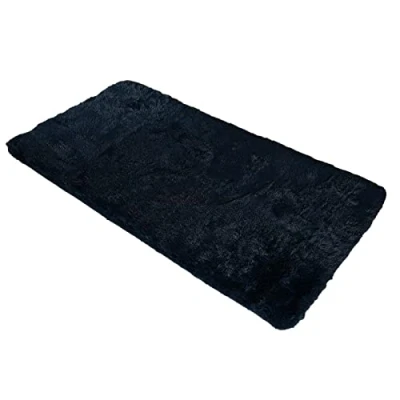 Image of Sienna Large Fluffy Rug for Living Room Bedroom Anti Slip Carpet Shaggy 4cm Pile Non Shed Super Soft Floor Mat, Navy Blue 120 x 170cm