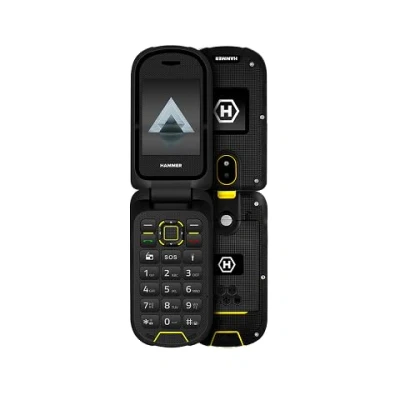 Image of Flip Phone Folding Mobile Hammer DIG LTE 4G Robust, 2 Screens, Simlock Free, Dual SIM, No Contract, 1200 mAh, 4G/LTE, Waterproof IP68