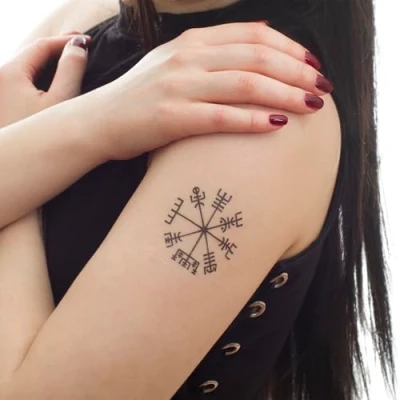 Image of 10 x Viking compass tattoo Vegvísir Celtic mystical protection symbol (10)