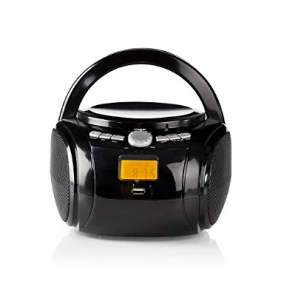 Image of Nedis Boombox 9 W Bluetooth® CD Player/FM Radio/USB/AUX Handle Black