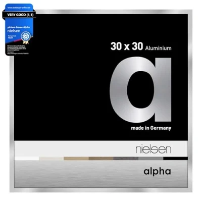 Image of nielsen Alpha Photo Frame 30x30cm Aluminium Picture Frame, Silver with Protective Float Glass and Push Turn Clips