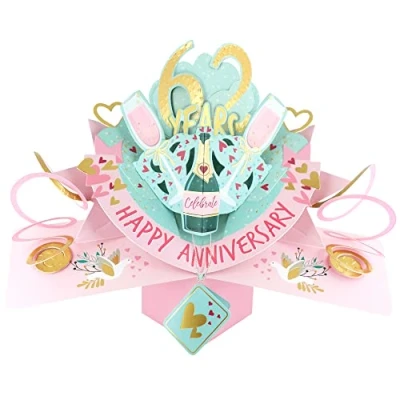 Image of 62 Years Happy 62nd Anniversary Pop Up Greeting Card Love Kate&#039;s 3D Cards POP216MC62