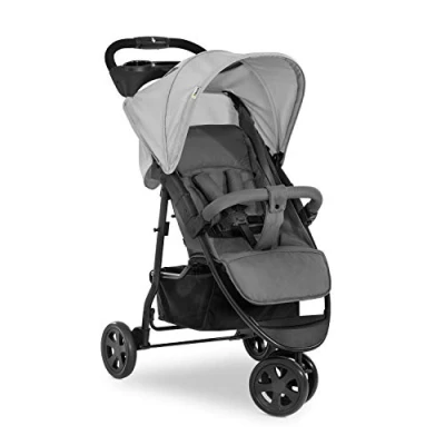 Image of hauck Citi Neo 3, Grey 3 Wheeled Pushchair with Raincover, Cup Holder &amp; Tray, Lightweight (only 7.5 kg), Compact One Hand Folding, XL Basket, from Birth up to 22 kg