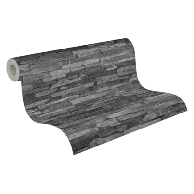 Image of A.S. Création Creation Brick Elements Non Woven Wallpaper 10.05 m x 0.53 Grey Black Made in Germany 914224 9142 24, Multi Colour