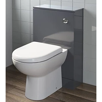 Image of Artis Bathroom Grey Gloss Back To Wall BTW Furniture Unit ONLY (Toilet not Included) Modern Flat Pack Compact