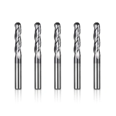 Image of Genmitsu 5pcs Ball Nose End Mills CNC Router Bits, 1/4&quot; Shank Tungsten Steel Cutter with 3 Flute Carving Bit Set, Overall Length, TiAlN Coated, for Aluminum, Metal, Plastic, MDF, Wood, 3BNC05