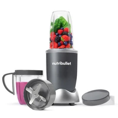 Image of nutribullet Blender 600 Series Powerful 20,000 RPM Extractor Blends Frozen Fruit, Nuts &amp; Ice 7 Piece Kit Includes 1x Tall Cup, Short Handled Ring Sealable Lid Ideal for Smoothies