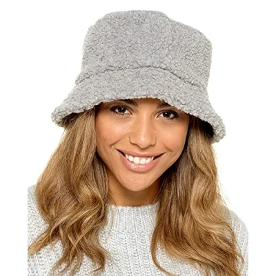 Image of Undercover Ladies Plain Borg Bucket Hat GL866 Grey