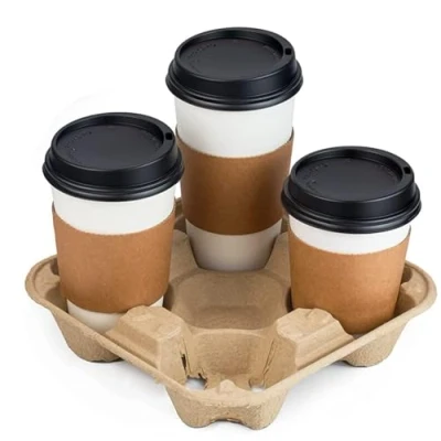 Image of G4GADGET Sustainable 4 Cup Tray Holders Pack of 90 Disposable for Hot and Cold Drinks