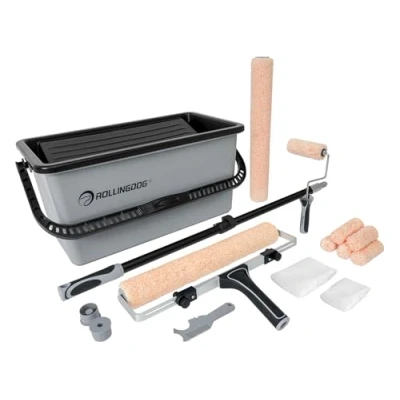 Image of ROLLINGDOG 18 Inch Paint Roller Set Adjustable Frame, High Capacity Bucket, Ideal for Large Scale Home Renovation &amp; Professional Painting Projects