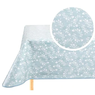 Image of Home Direct Rectangular Oilcloth PVC Wipe Clean Tablecloth Table Cover 140cm x 240cm 55x94 Duck Egg Blue Green