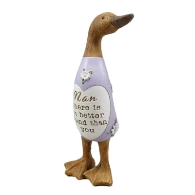 Image of Shudehill Giftware Daisy Message Wooden Duck Ornament Gift Family, Friends, Auntie, Daughter, Sister, Grandma, Nan or Mum Messages (Nan)