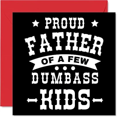 Image of Funny Birthday Card for Dad Proud Joke Happy Fathers Day Cards from Son Daughter, Father Gifts, 145mm x Greeting Gift Daddy Papa