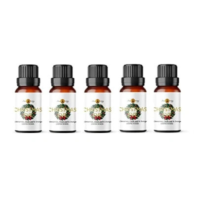Image of Aroma Energy Christmas Eve Essential Oil Blend 50ml (5 x 10ml Bottles) Contains Cinnamon, Orange &amp; Clove 100% Pure Natural