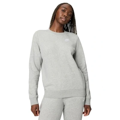 Image of NIKE DQ5473 063 W NSW CLUB FLC CREW STD Sweatshirt Women&#039;s Dk Gray Heather/White Size 2XL