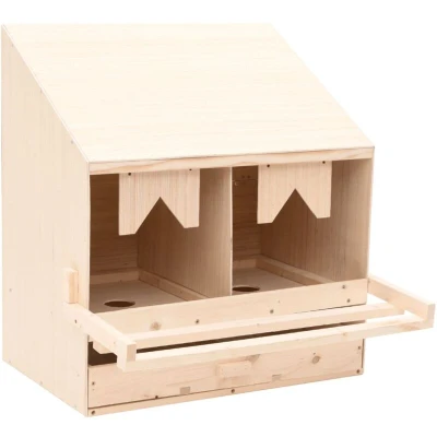 Image of vidaXL Chicken Laying Nest 2 Compartments 63x40x65 cm Solid Pine Wood